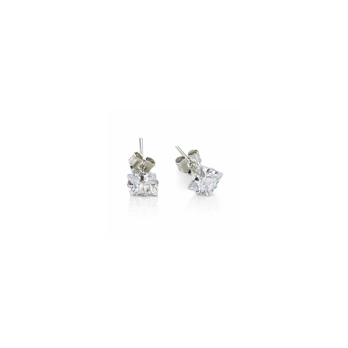 Pendientes Circonita Cuadrada 6x6mm Plata 925 – Joyas 24/7 | Joyas para el día a día