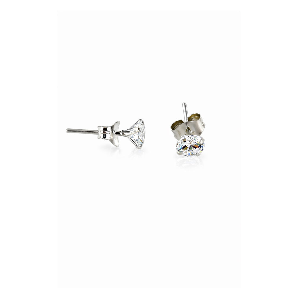 Pendientes Plata y Circonita Redonda 5mm – Joyas 24/7 | Minimalismo con carácter