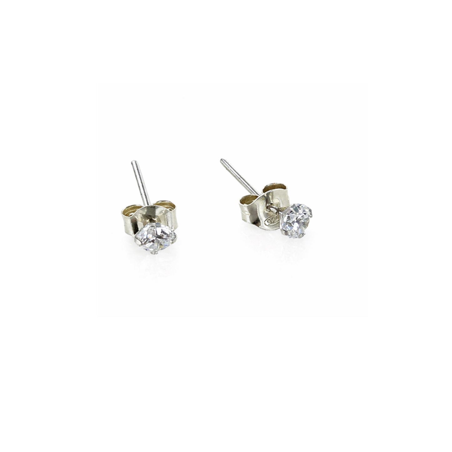 Pendientes Plata y Circonita Redonda 4mm – Joyas 24/7 | Minimalismo con carácter
