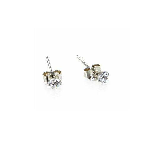 Pendientes Plata y Circonita Redonda 4mm – Joyas 24/7 | Minimalismo con carácter