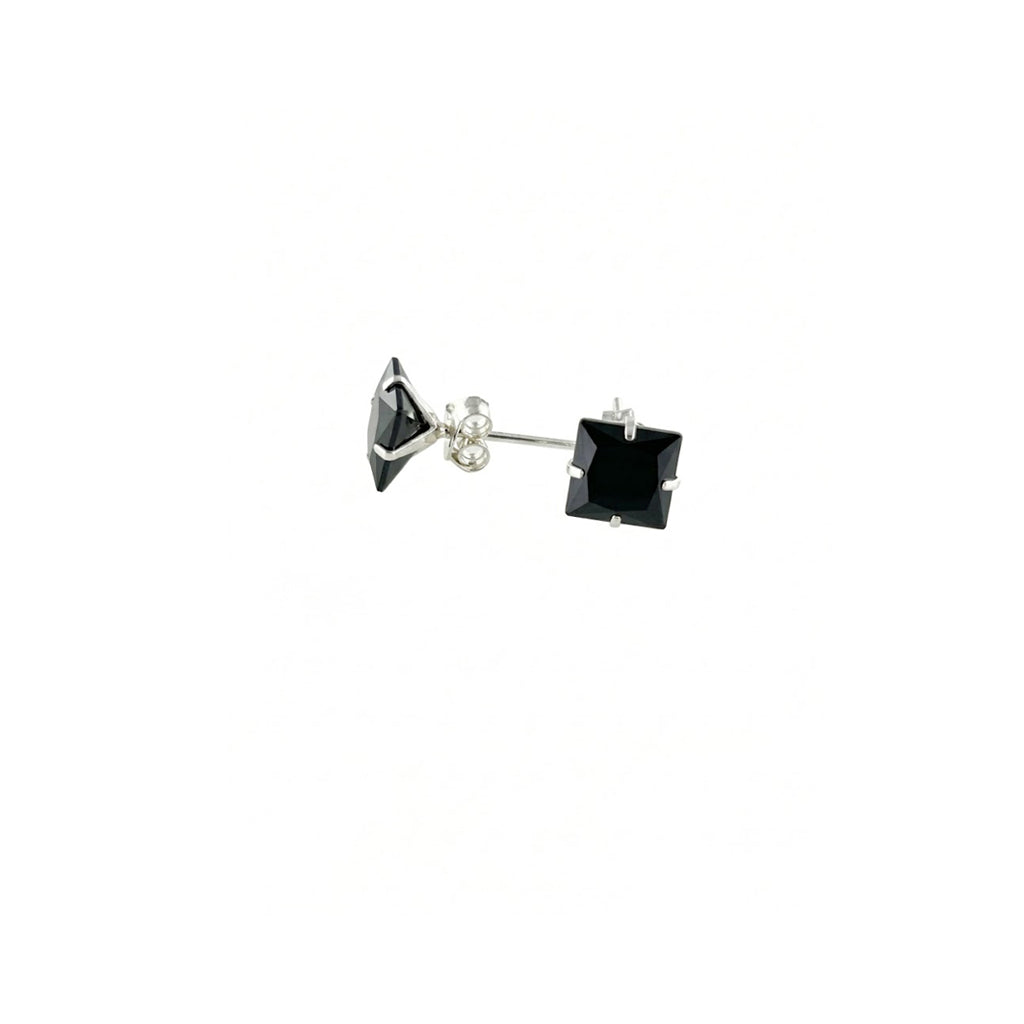 Pendientes Plata y Circonita Cuadrada Negra 8x8mm – Joyas 24/7 | Minimalismo con carácter