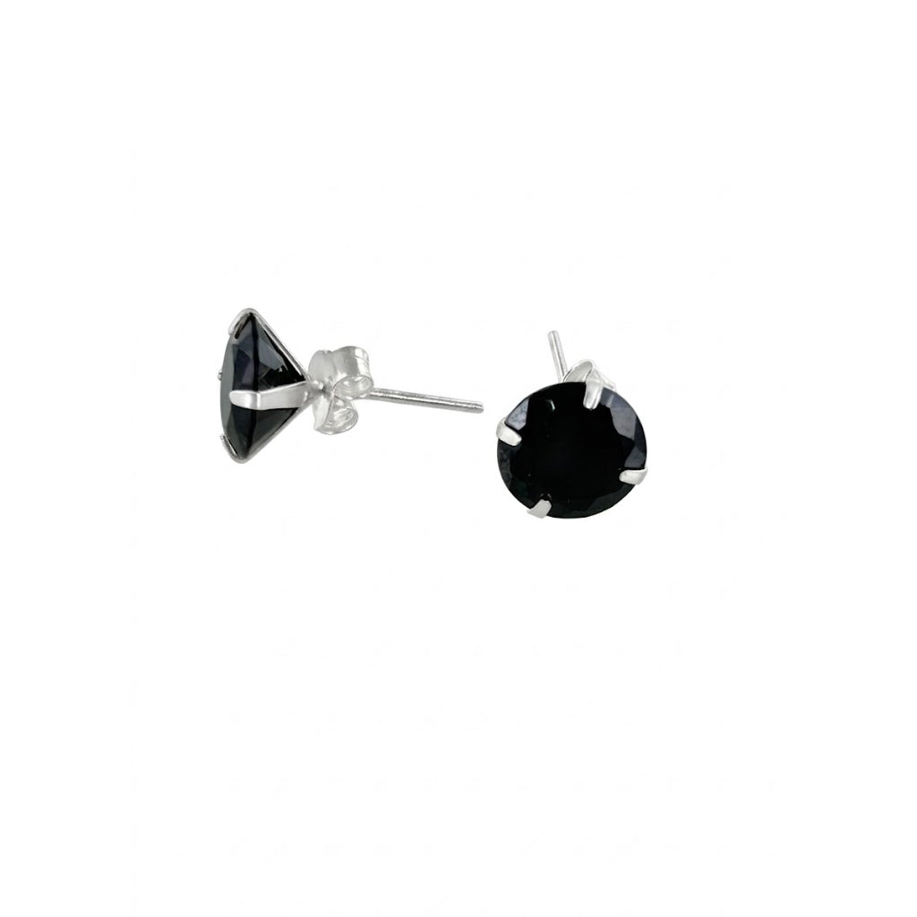 Pendientes Plata y Circonita Redonda Negra 9mm – Joyas 24/7 | Minimalismo con carácter