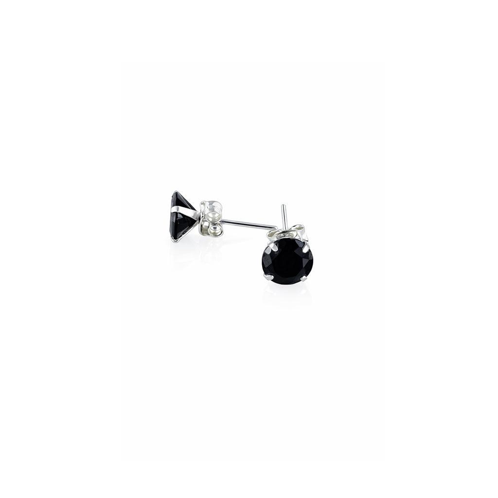 Pendientes Plata y Circonita Redonda Negra 7mm – Joyas 24/7 | Minimalismo con carácter