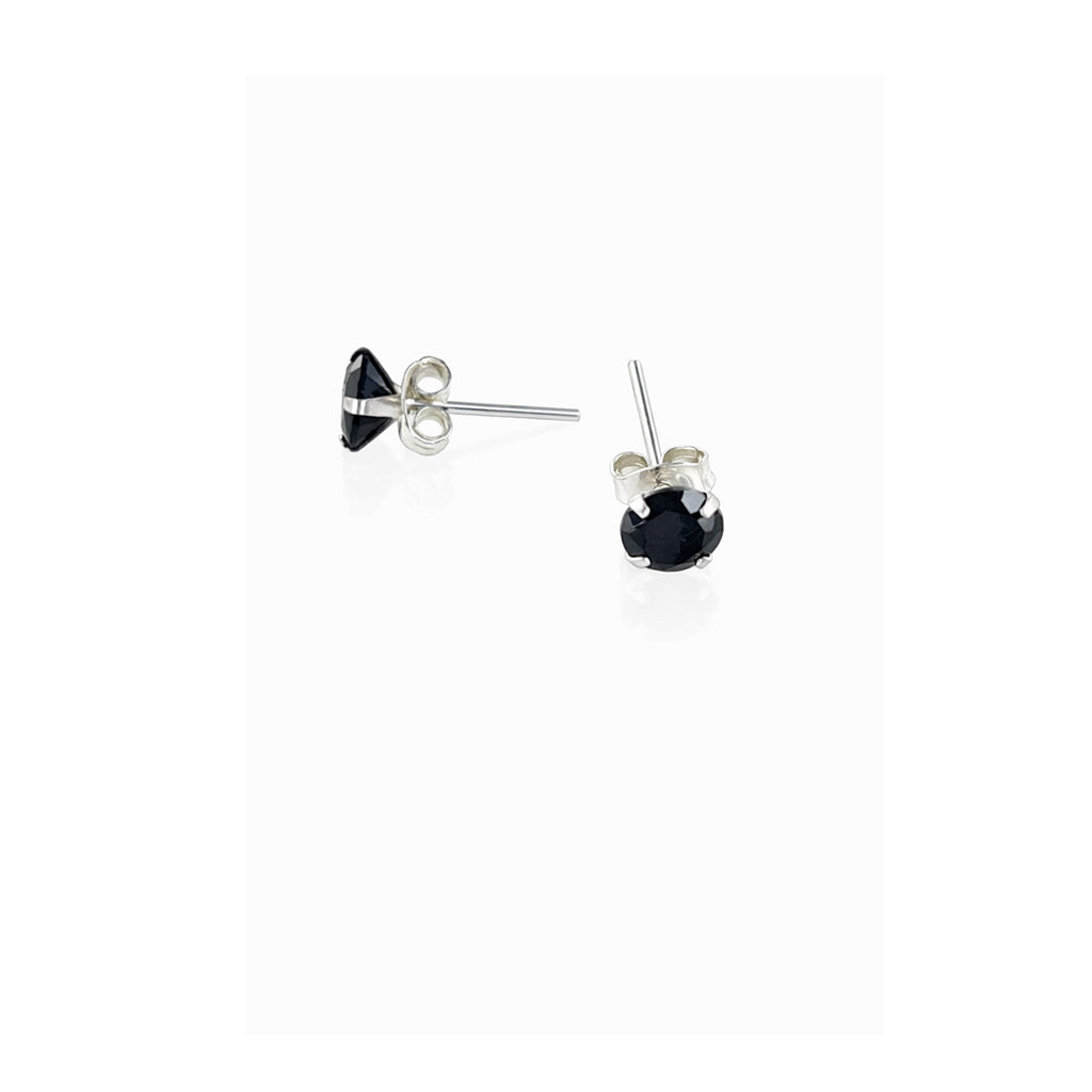 Pendientes Plata y Circonita Redonda Negra 6mm – Joyas 24/7 | Minimalismo con carácter