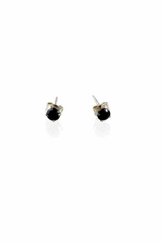 Pendientes Plata y Circonita Redonda Negra 4mm – Joyas 24/7 | Minimalismo con carácter