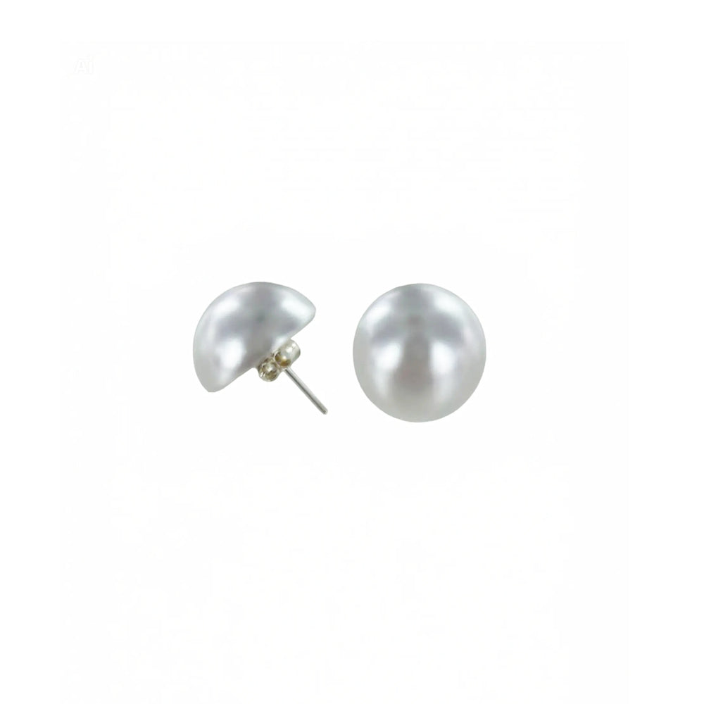 Pendientes Media Perla Nacarada 16mm – Joyas 24/7 | Elegancia atemporal