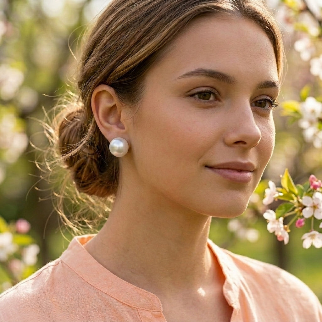 Pendientes Perla Nacarada 16mm – Joyas 24/7 | Elegancia atemporal