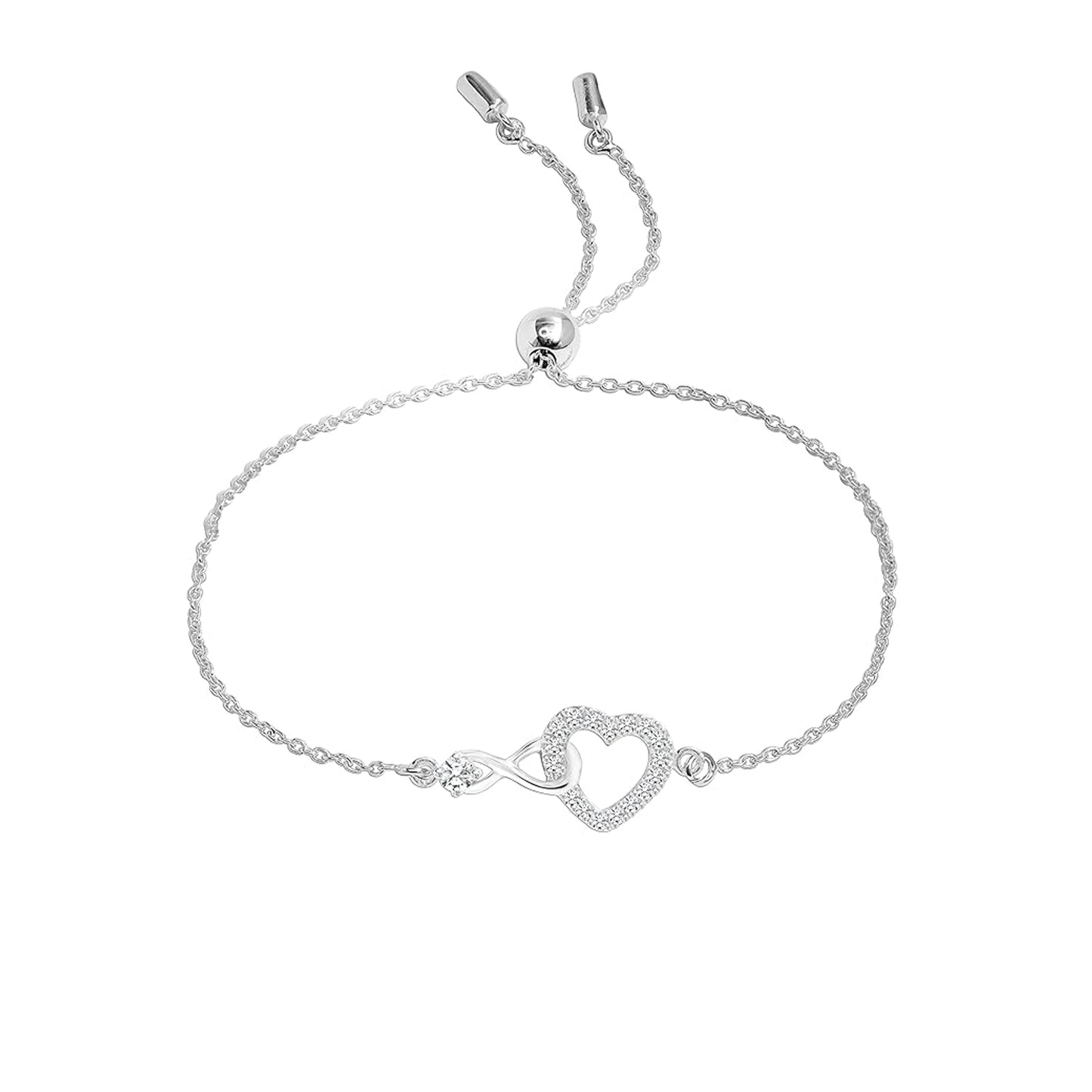 Pulsera Corazón Infinito con Circonita Plata 925 – Joyas 24/7 | Minimalismo con Carácter