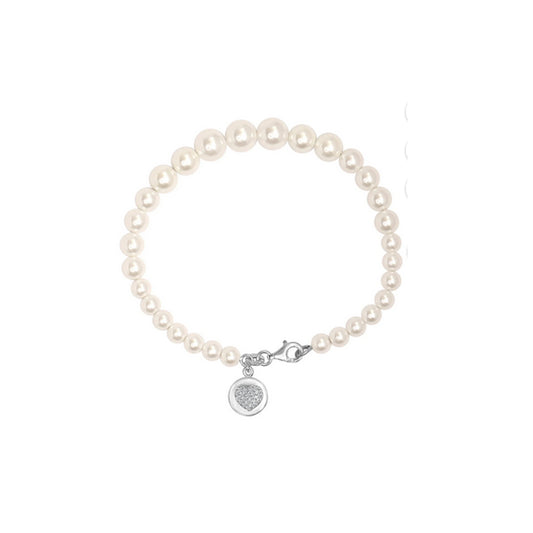 Pulsera de perlas de varios tamaños con amuleto en forma de corazón