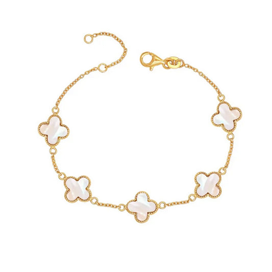Pulsera Trébol Nácar Dorado