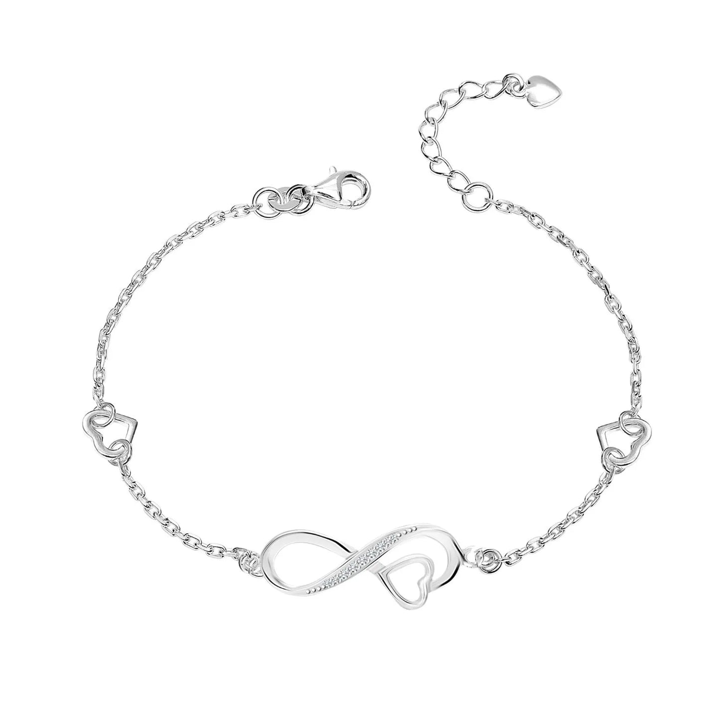 Pulseras ajustables con dijes de corazón infinito