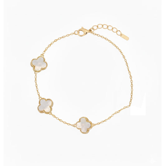 Pulsera de Plata de Ley flores blancas