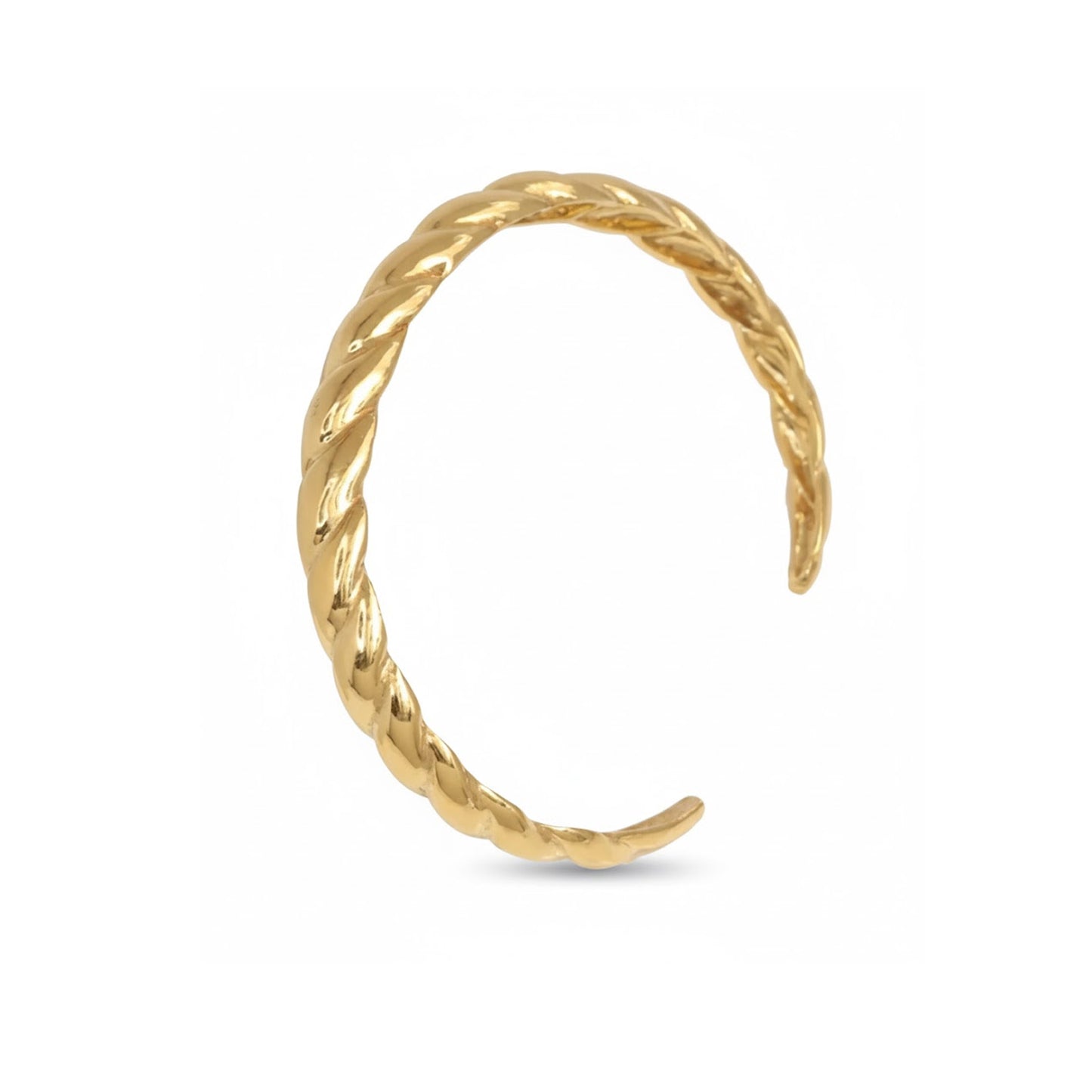 Brazalete Abierto Trenzado Baño Oro - Pulsera Estilo Cuerda