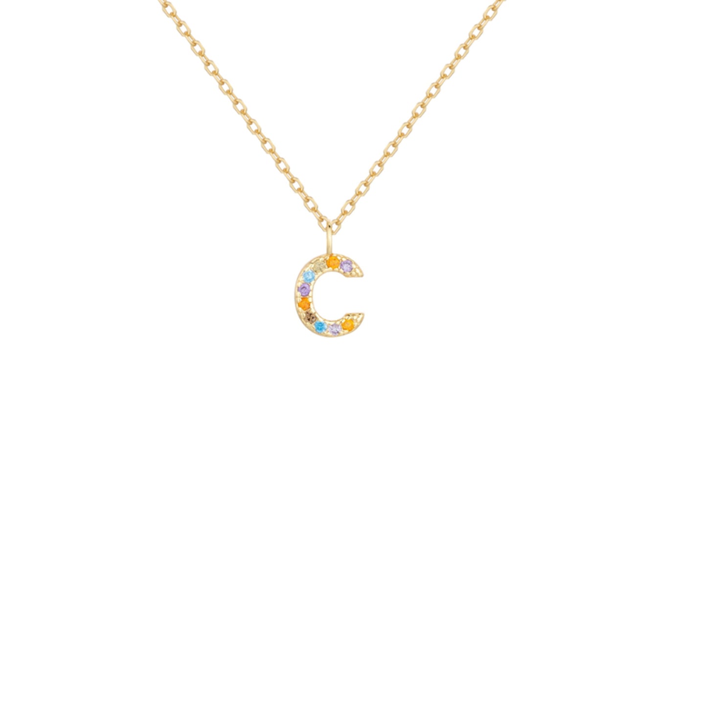 Collar de Plata de Ley baño oro con inicial circonitas Letra