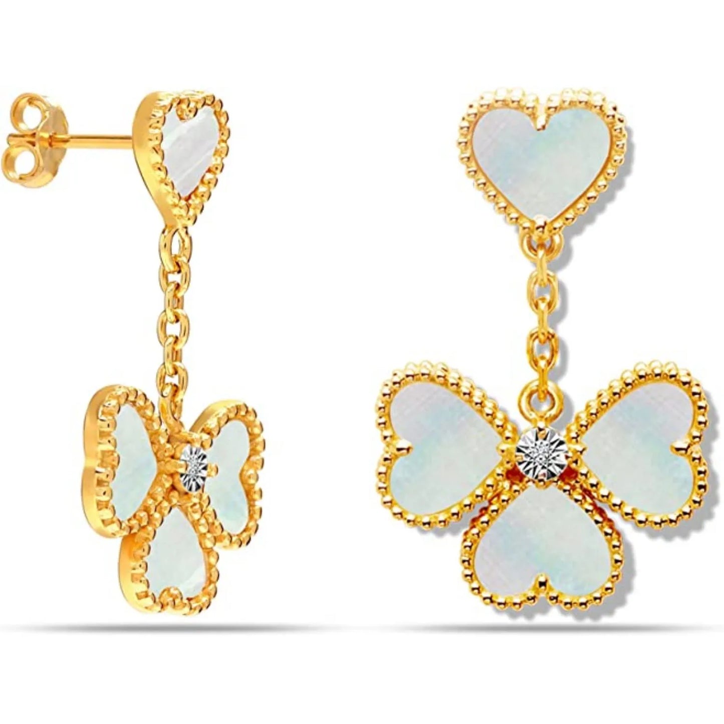 Pendientes flor de madreperla y circonita
