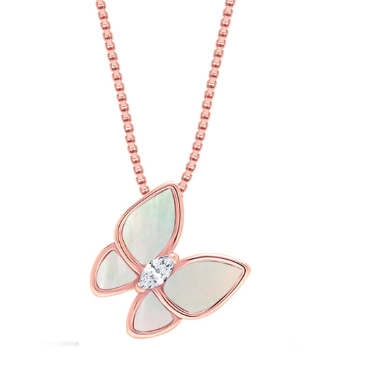 Collar con colgante mariposa baño oro rosa