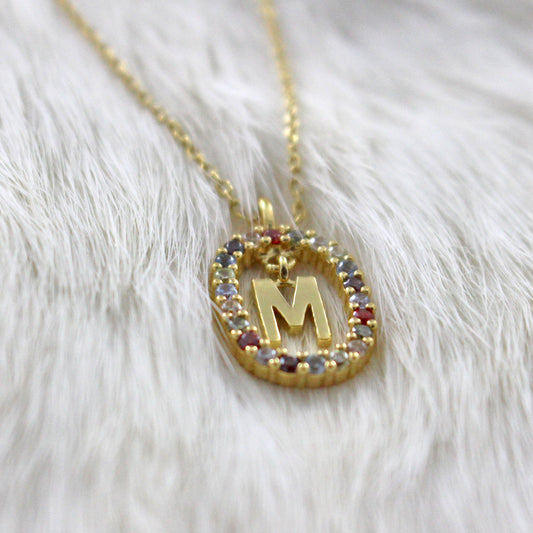Collar de Plata de Ley chapado en oro con letra personalizable