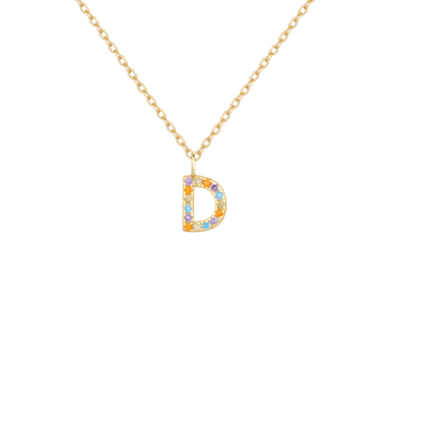 Collar de Plata de Ley baño oro con inicial circonitas Letra