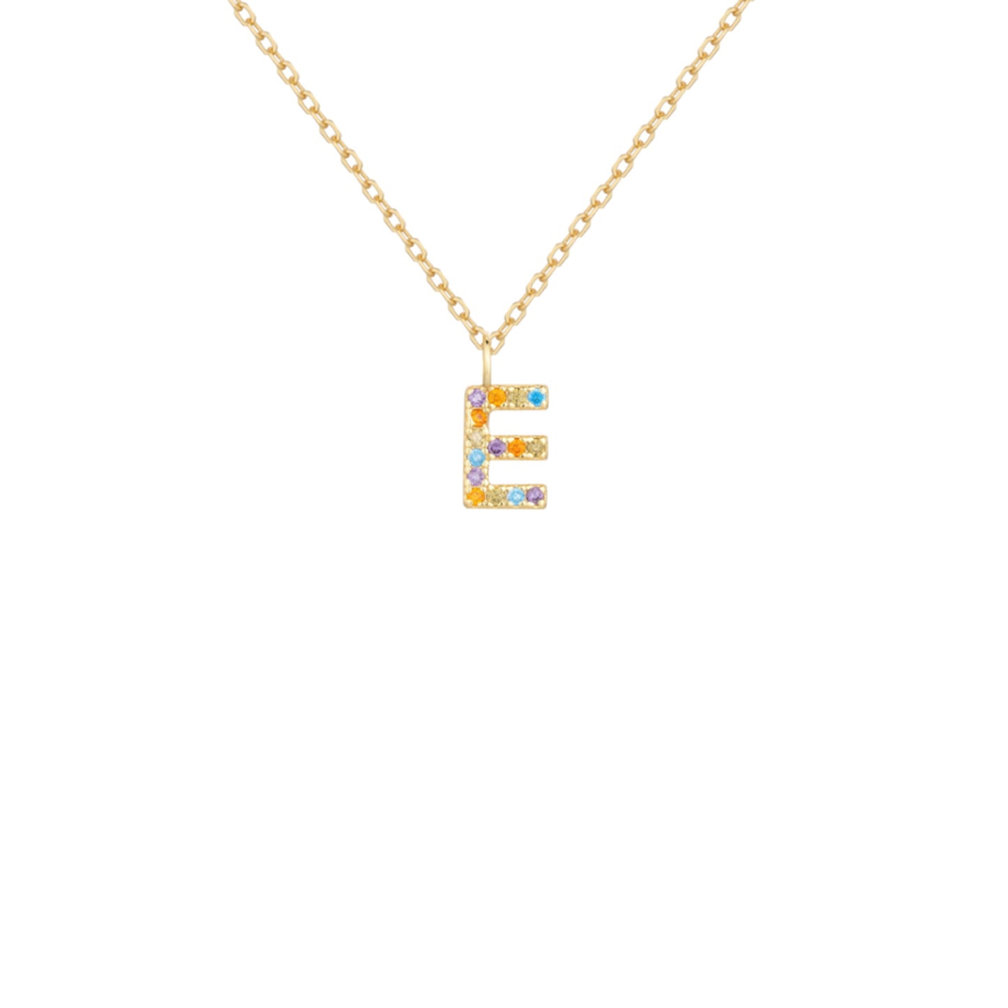 Collar de Plata de Ley baño oro con inicial circonitas Letra