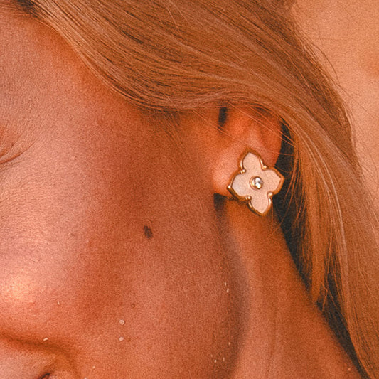 Pendientes grandes con flor de malaquita