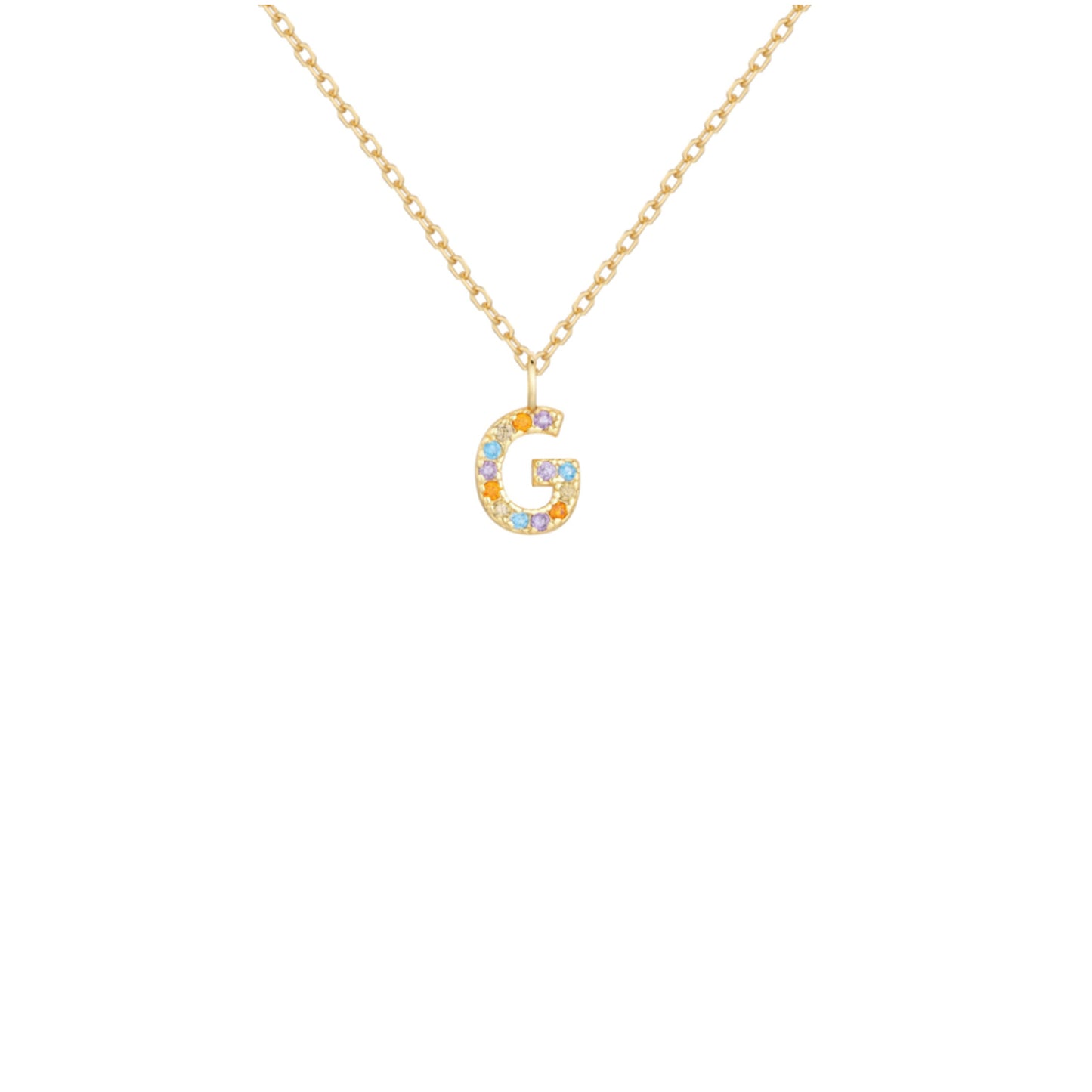 Collar de Plata de Ley baño oro con inicial circonitas Letra