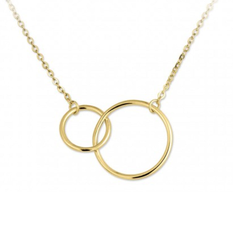 Gargantilla Collar de Círculos Entrelazados de Plata de Ley con baño de oro