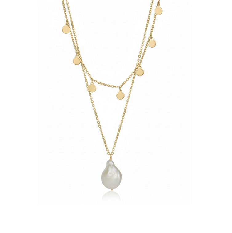 Gargantilla y collar de Plata de Ley y perla barroca