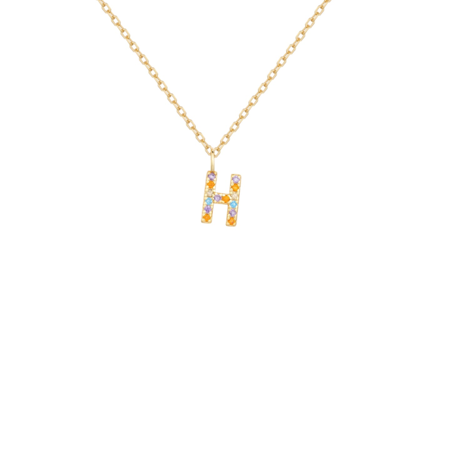 Collar de Plata de Ley baño oro con inicial circonitas Letra