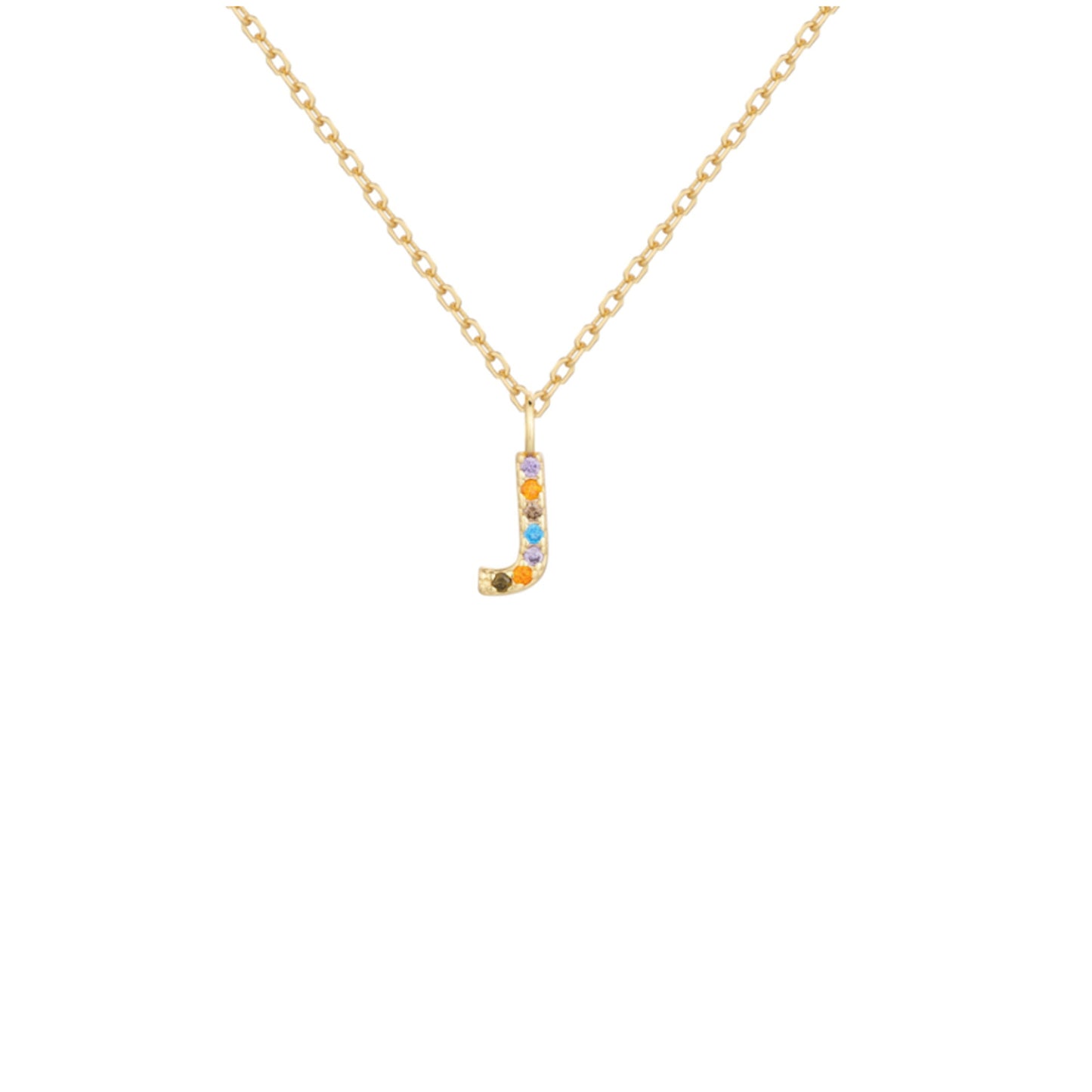 Collar de Plata de Ley baño oro con inicial circonitas Letra