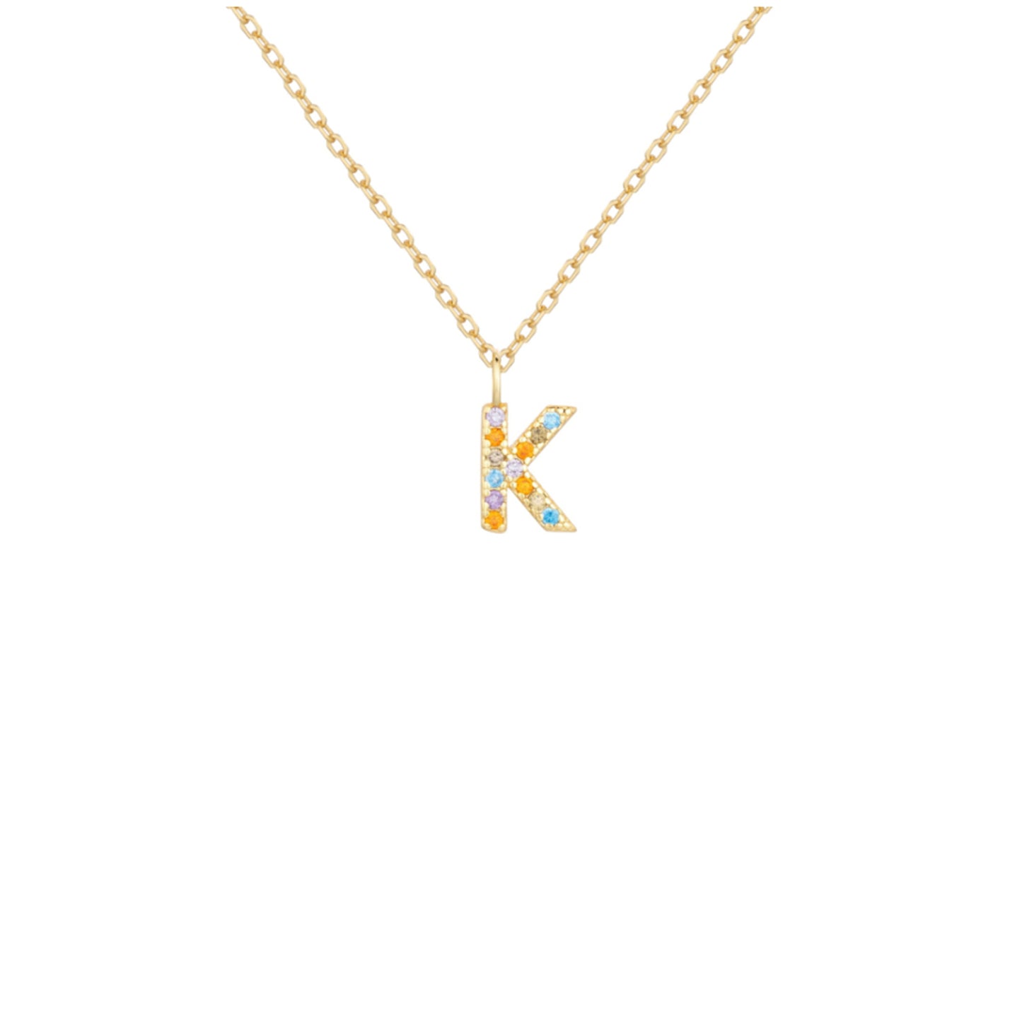 Collar de Plata de Ley baño oro con inicial circonitas Letra