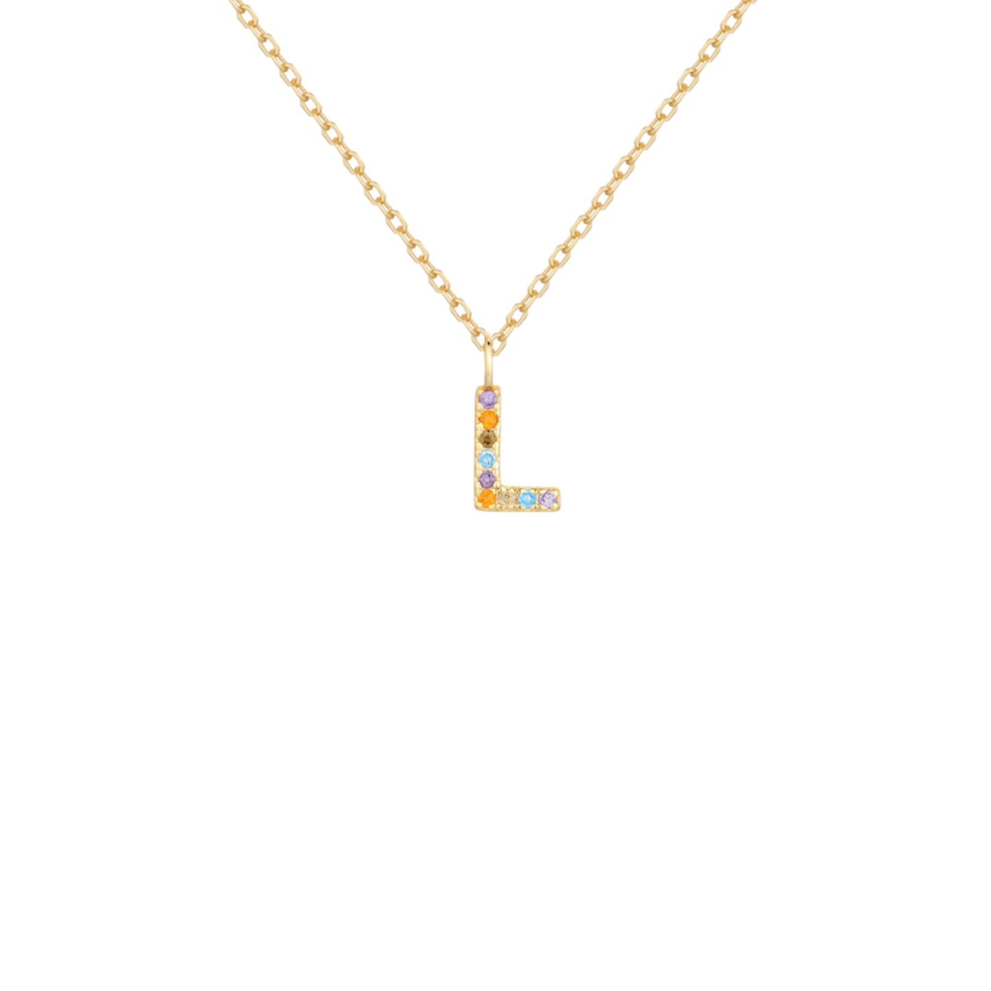 Collar de Plata de Ley baño oro con inicial circonitas Letra