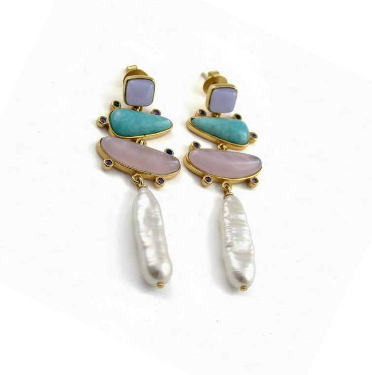 Pendientes de Plata de Ley multicolor