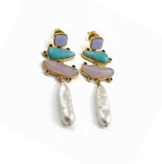 Pendientes de Plata de Ley multicolor