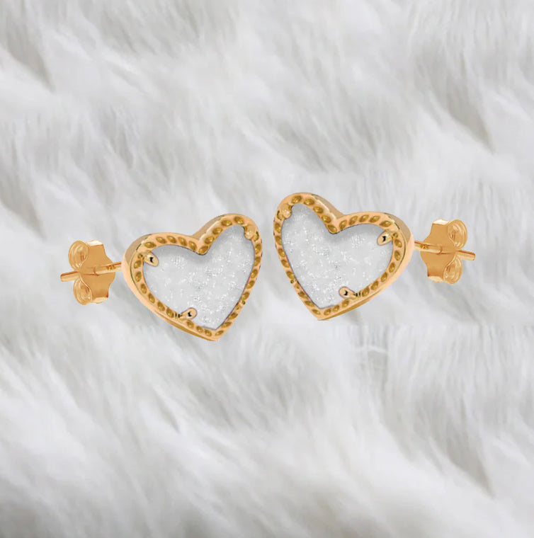 Pendientes de Botón de Corazón