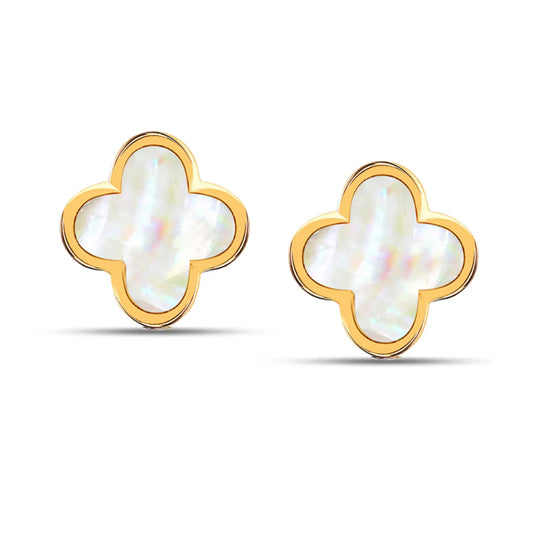 Pendientes de trébol baño de oro