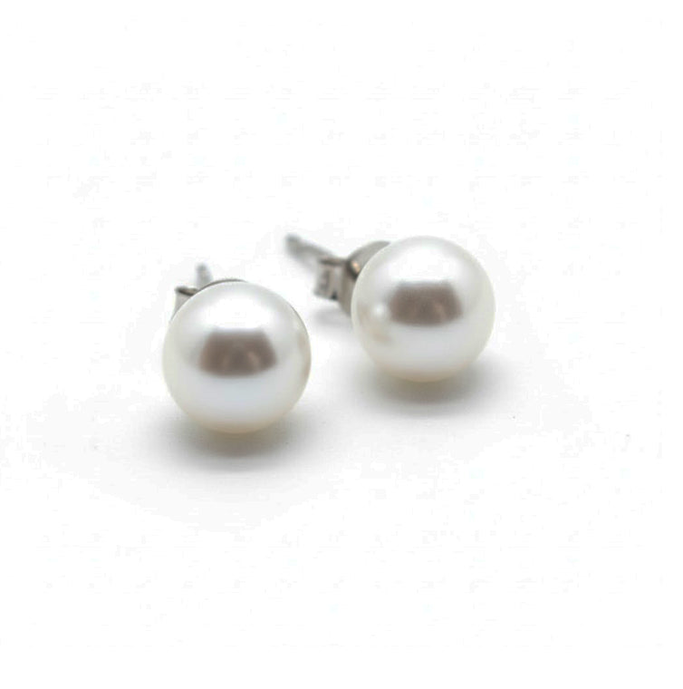 Pendientes plata perla natural 9mm