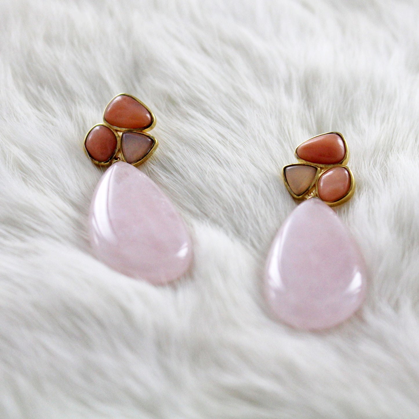 Pendientes largos de Plata de Ley rosados