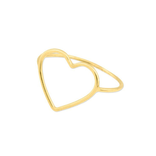 Sortija corazón calado baño en oro