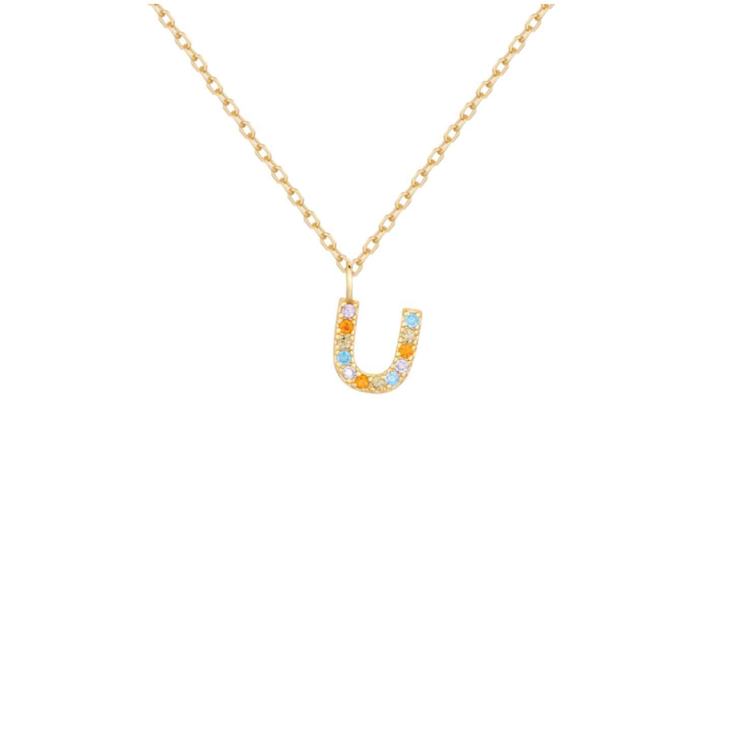 Collar de Plata de Ley baño oro con inicial circonitas Letra