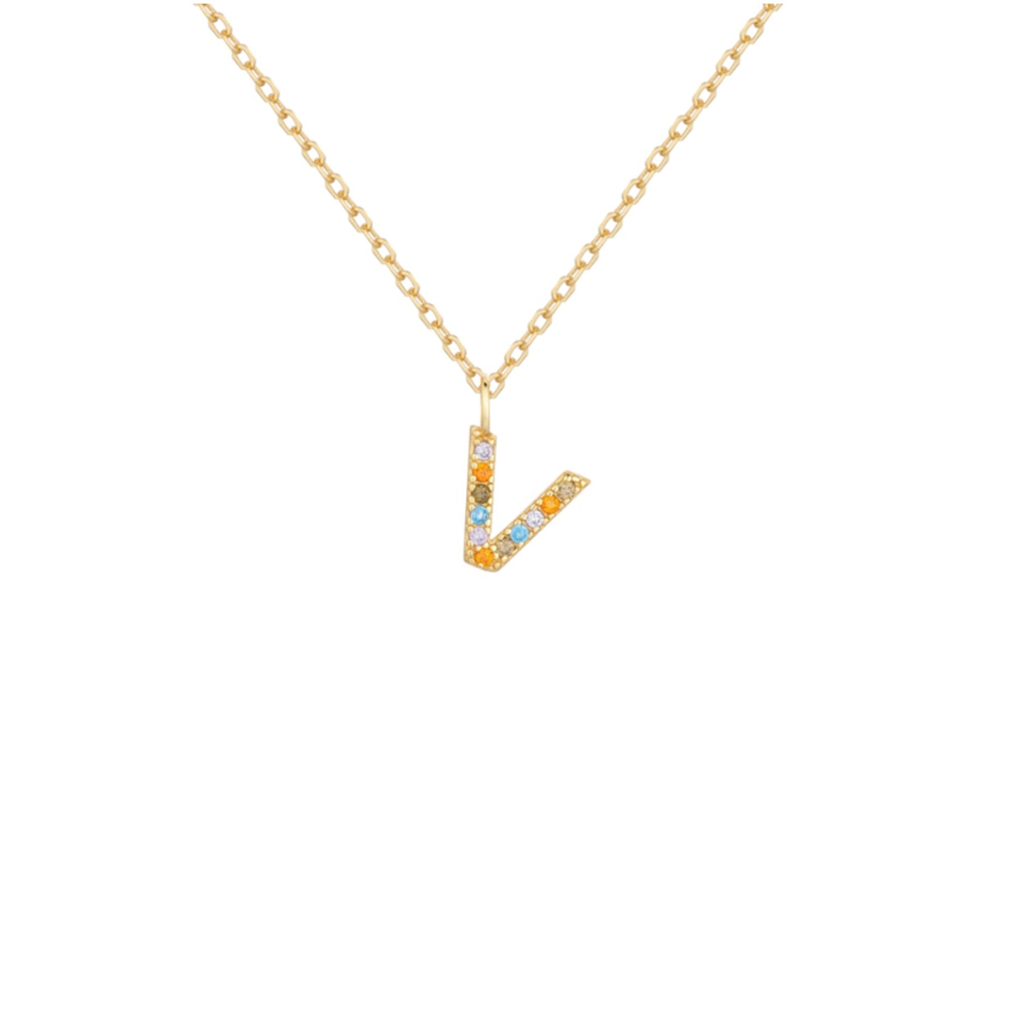 Collar de Plata de Ley baño oro con inicial circonitas Letra