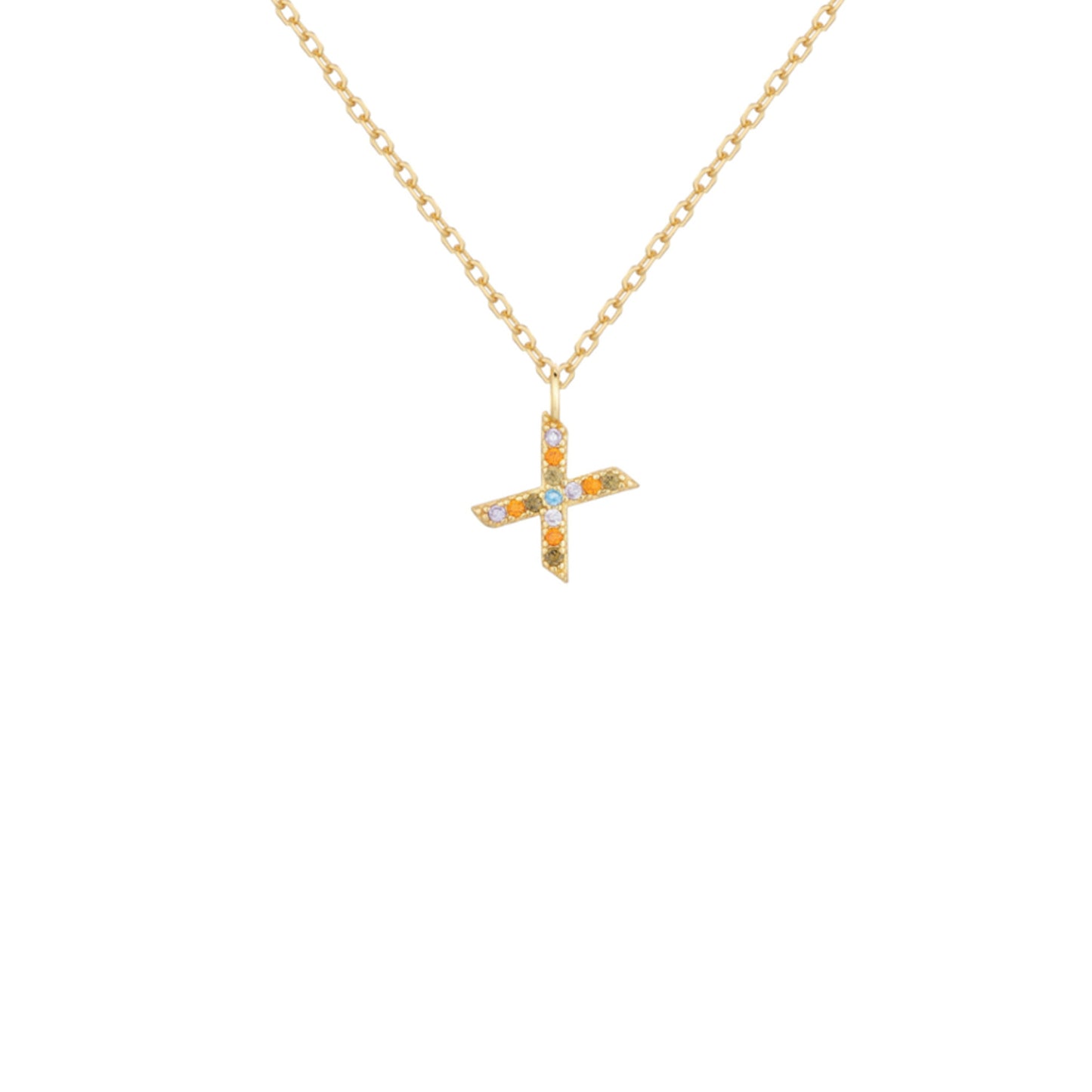 Collar de Plata de Ley baño oro con inicial circonitas Letra