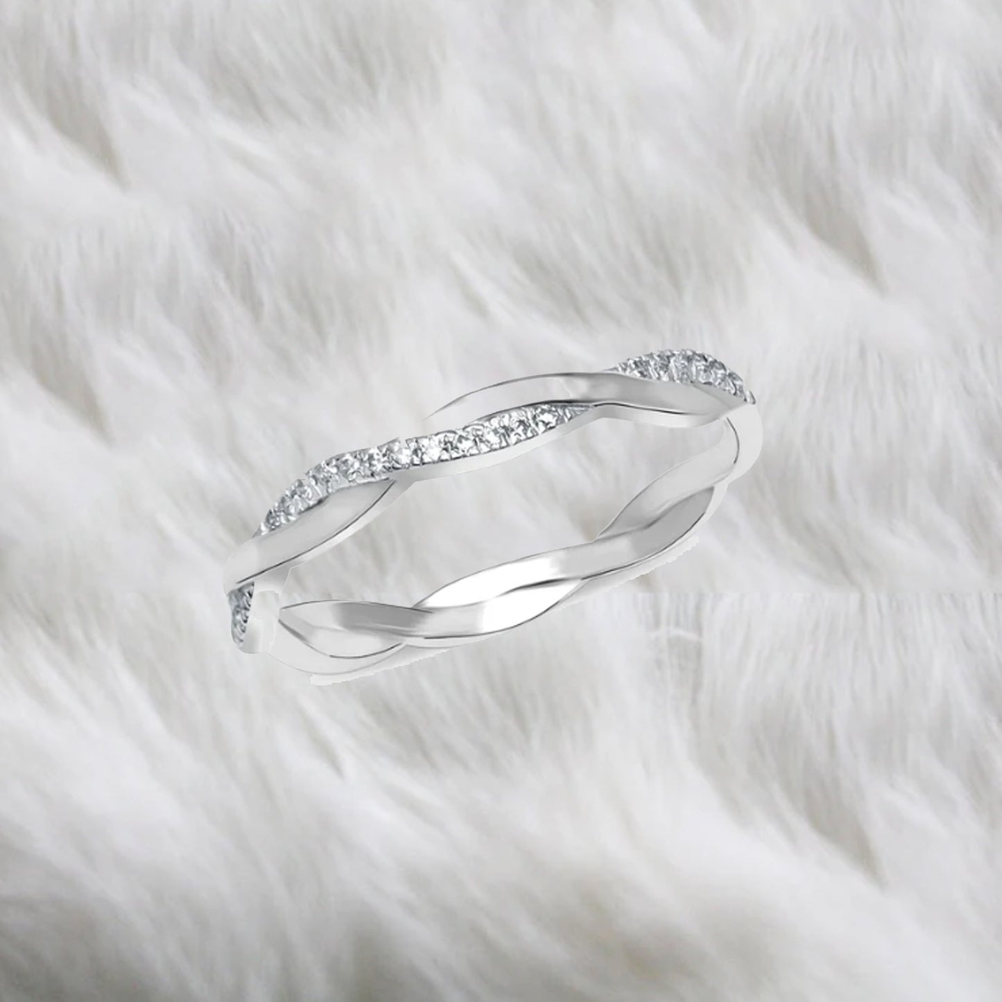 Anillo trenzados de circonitas en plata de ley 925 para mujer