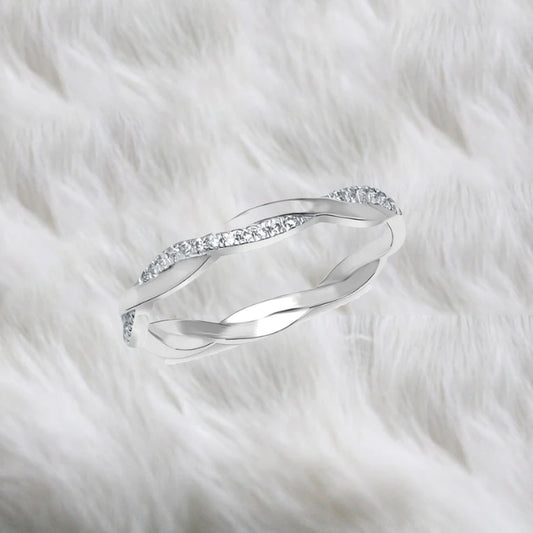 Anillos trenzados de circonitas en plata de ley 925 para mujer
