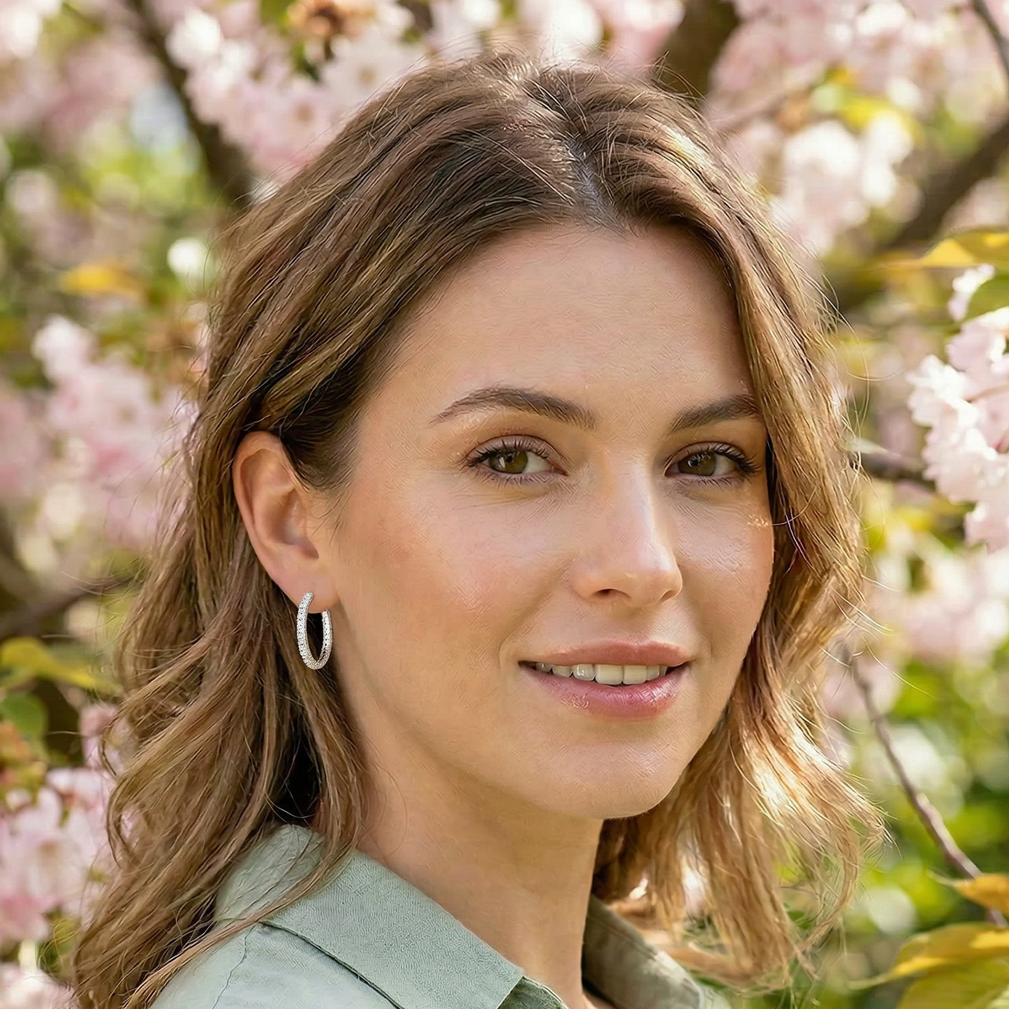 Pendientes de aros de Plata 925 con Circonitas