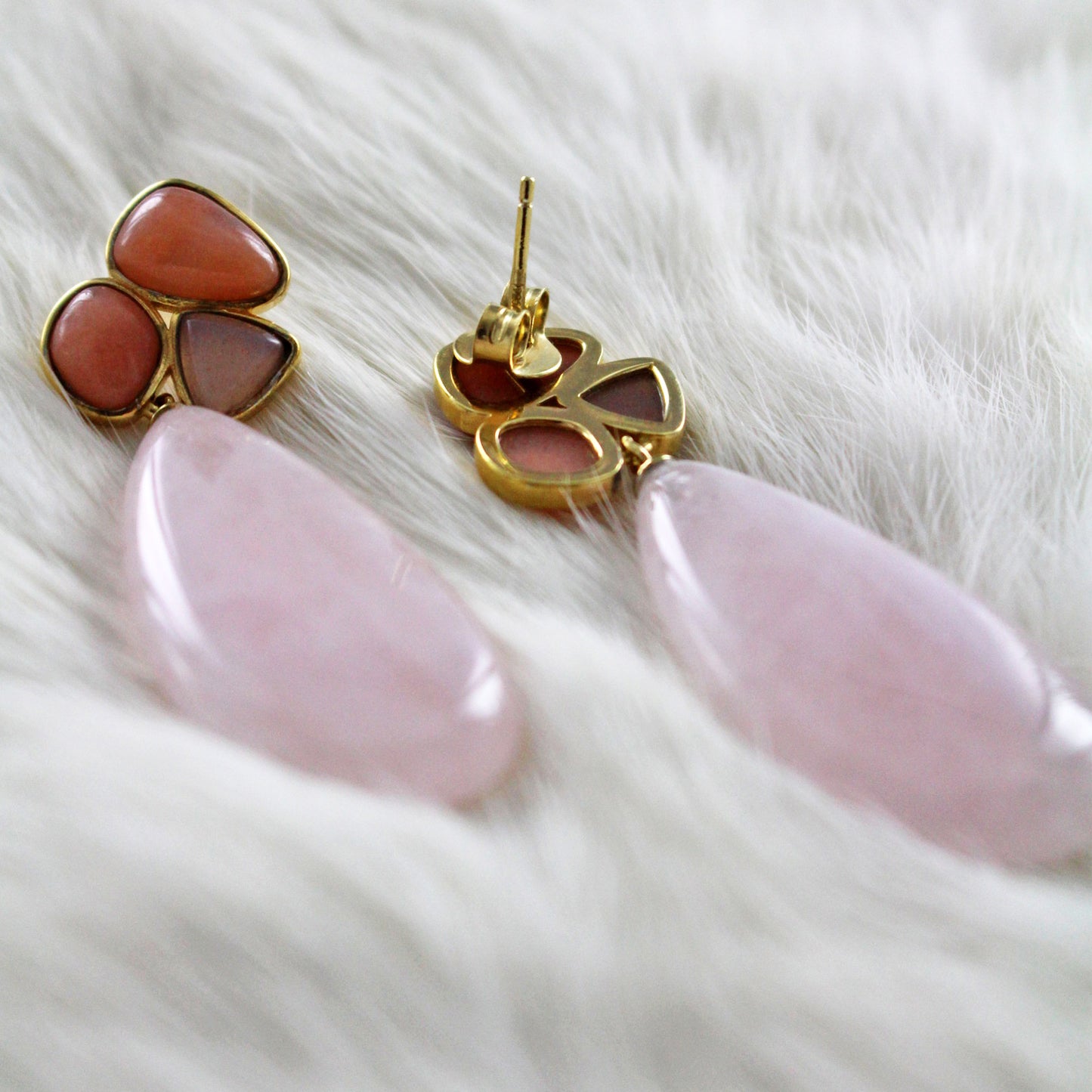 Pendientes largos de Plata de Ley rosados