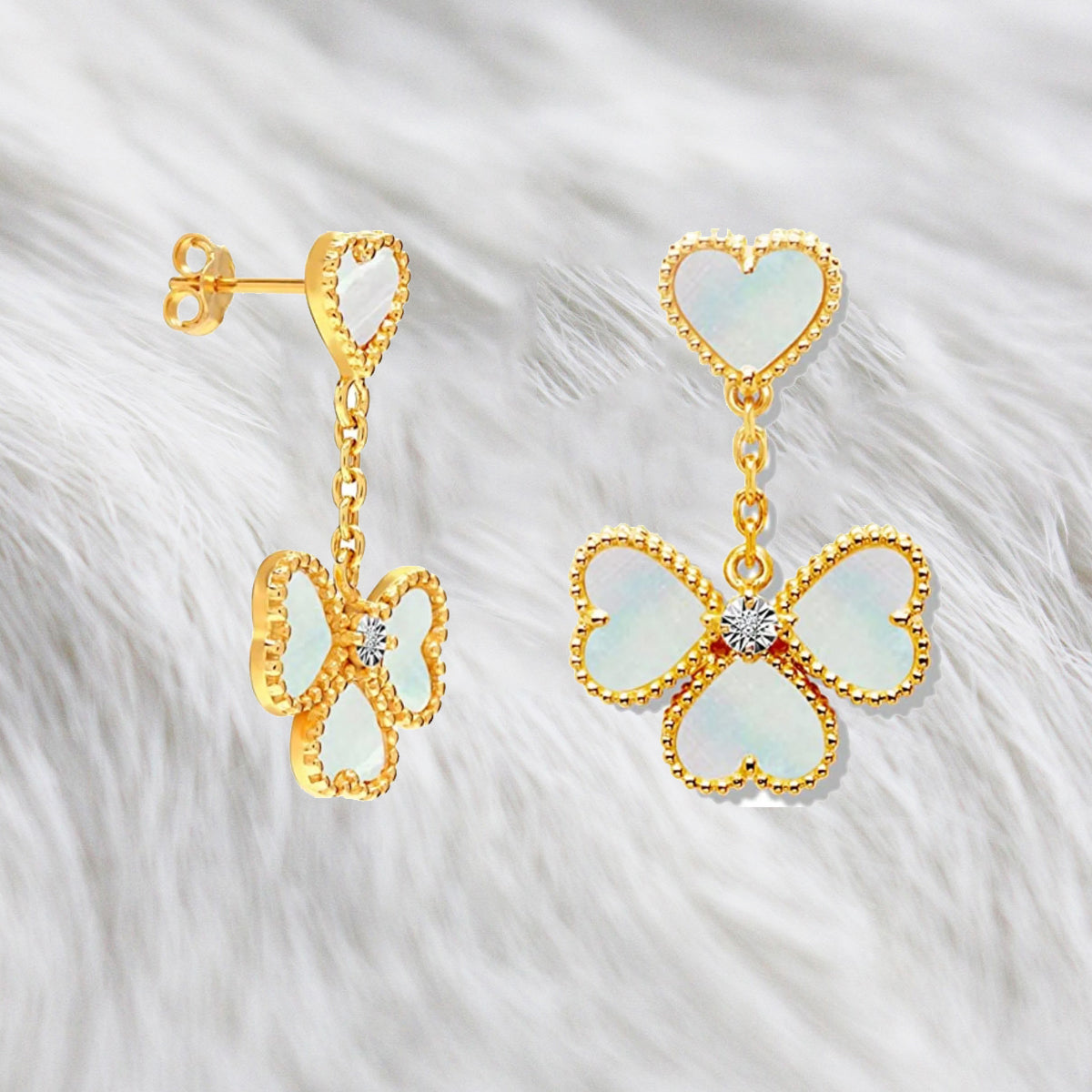 Pendientes flor de madreperla y circonita