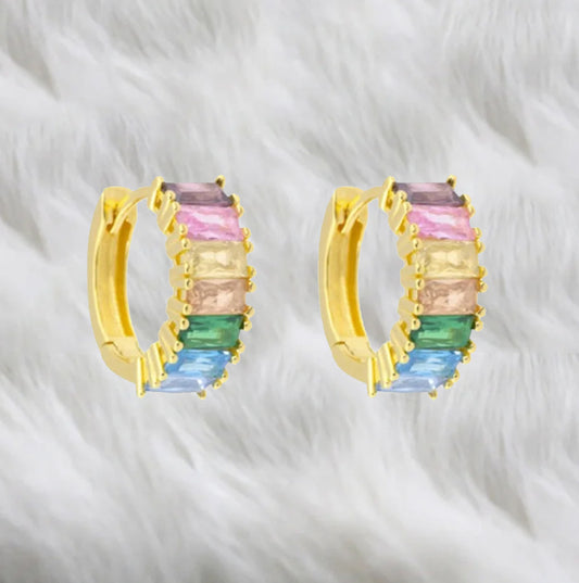Pendientes tenis riviere circonitas multicolor