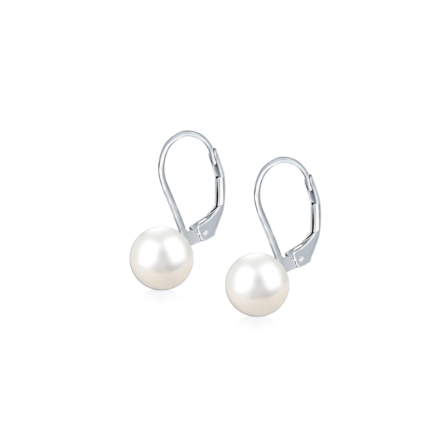 Pendientes de perla blanca con cierre catalan