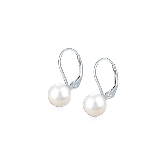 Pendientes de perla blanca con cierre catalan
