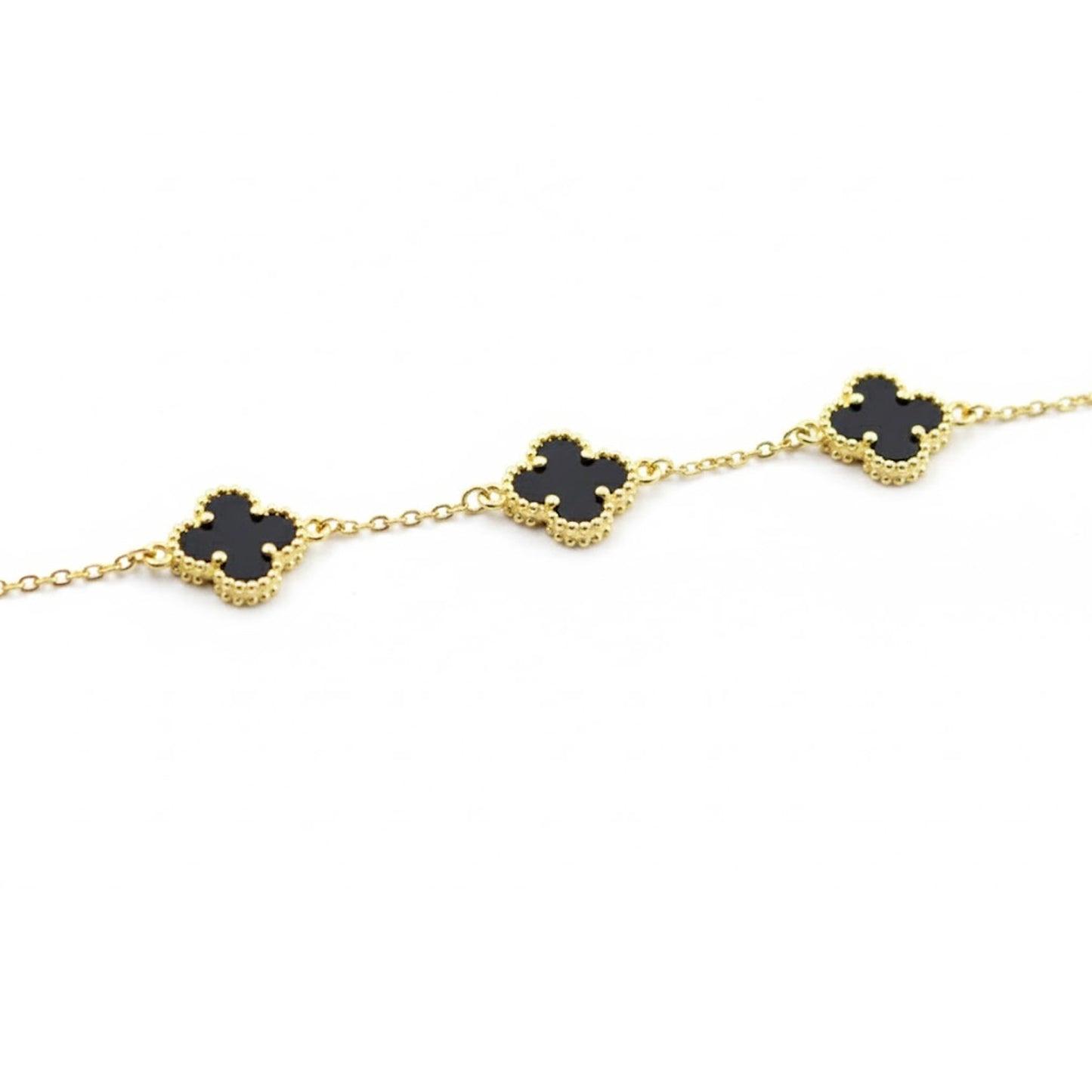 Pulsera de Plata de Ley flores ónix negro
